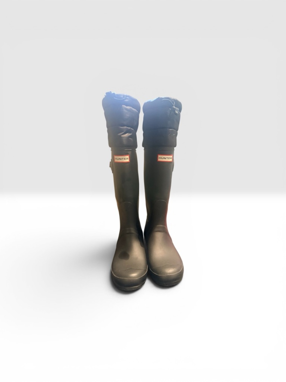 Hunter Black Quilted-Top Tall Rain Boots